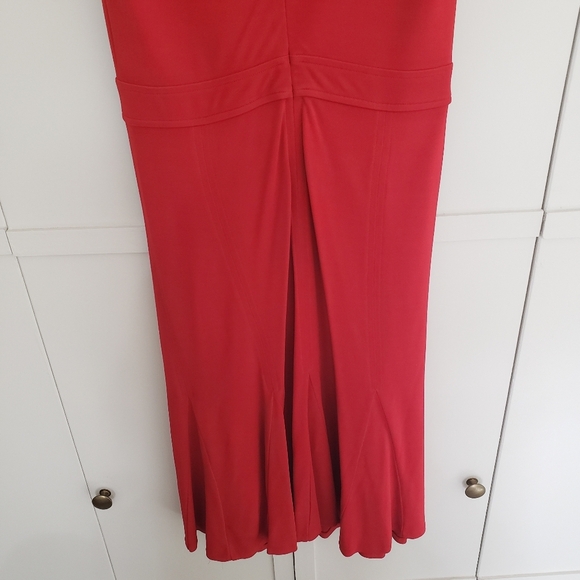 Tory Burch Sheath Dress Deeann Holiday Red Jersey Fluted Hem Size XS - Picture 9 of 12